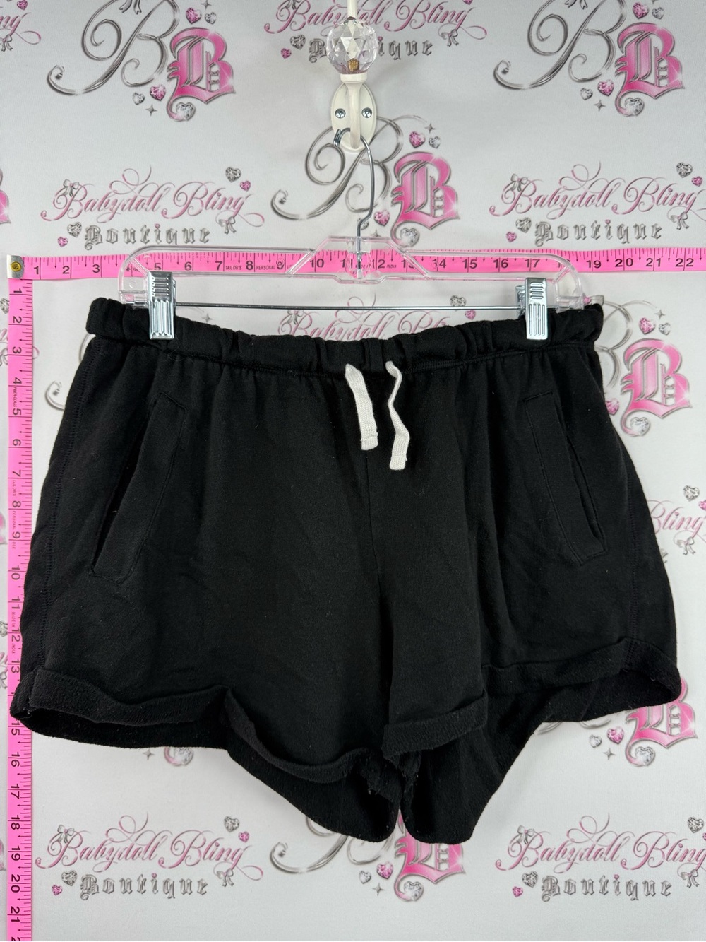 PINK Victoria's Secret Black Drawstring Athletic Shorts